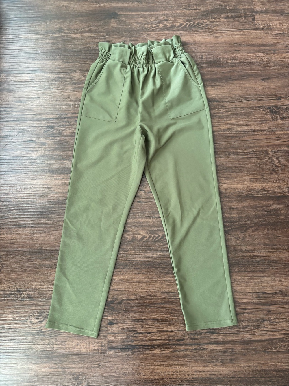 Grace Karin Olive Drawstring Paperbag Waist Pants